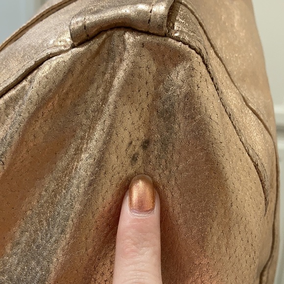 Zara Woman Metallic Rose Gold Leather Moto Jacket - Picture 14 of 16